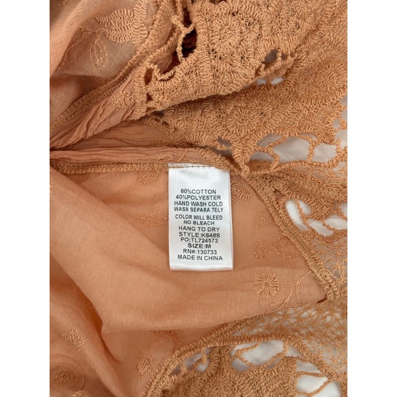 Umgee USA Womens Large Terracotta Crochet Lace Boho Top NWT Beach Resort Wear - Picture 7 of 7